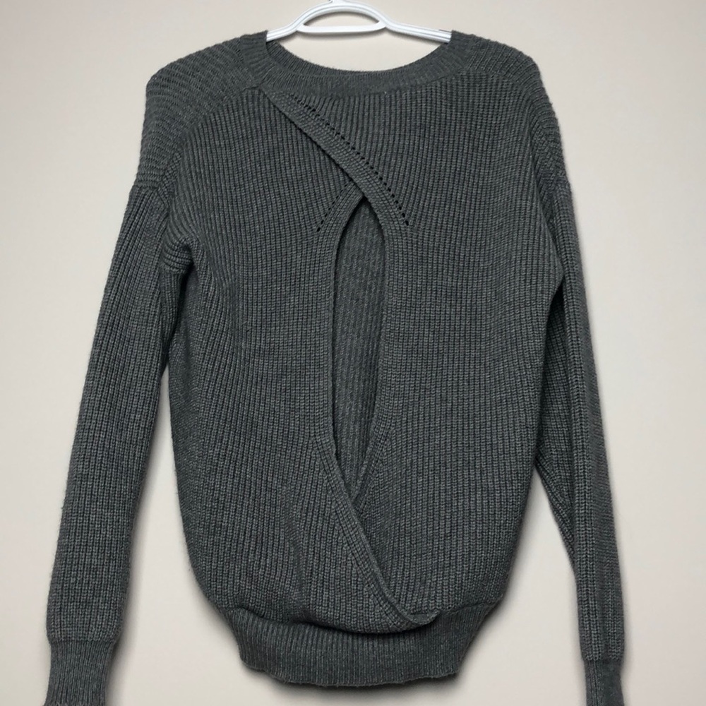 Gray sweater (open back)